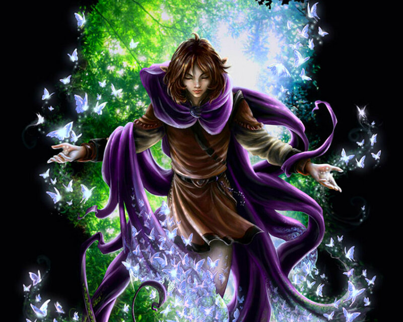 Elf-like Figure with Butterflies