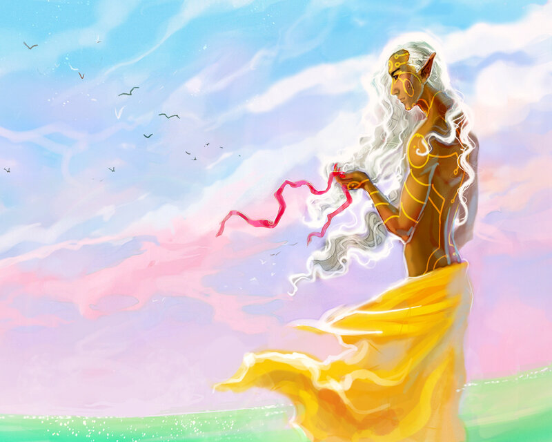 Elf-like Figure with Long Hair