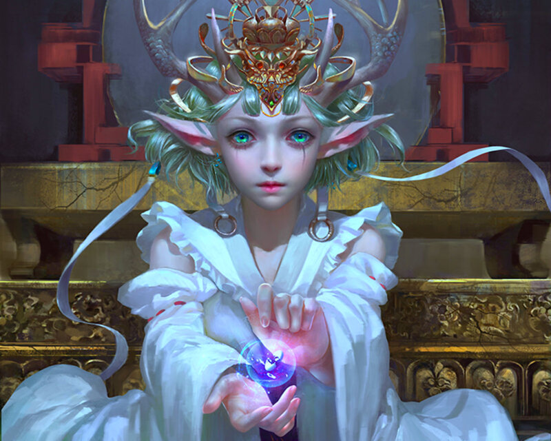 Elf-like Girl with Crystal
