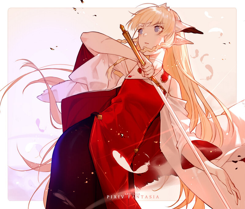 Elf-like Girl with Sword — Red