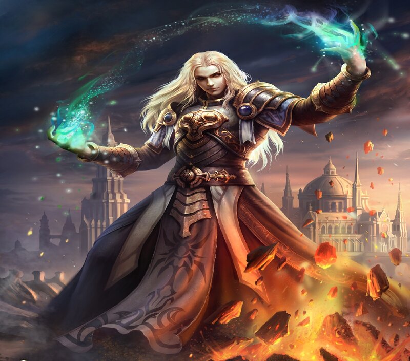 Elf-like Mage Casting Spell — Green