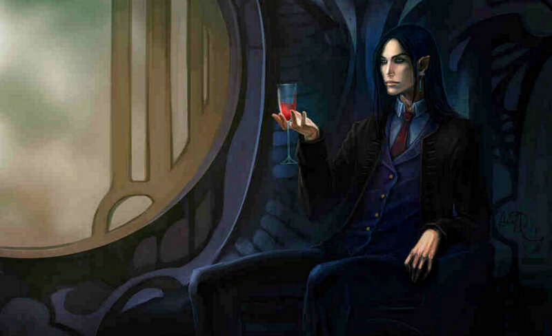 Elf-like Man Holding Wine