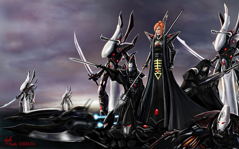 Elf-like Warrior with Soldiers
