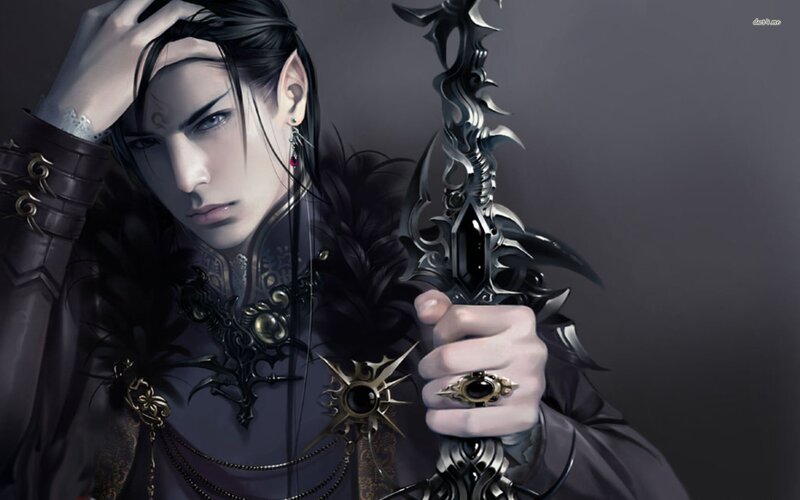 Elf-like Warrior with Sword — Black