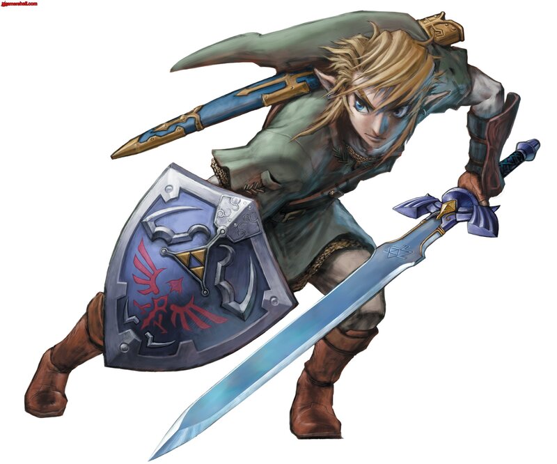 Elf-like Warrior with Sword — Blue, Determined