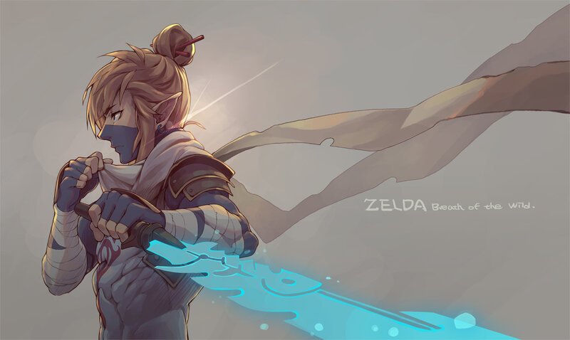 Elf-like Warrior with Sword — Blue, Dramatic