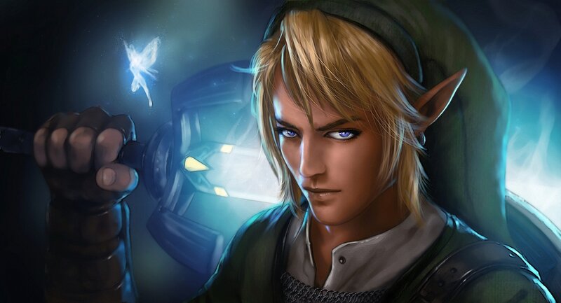 Elf-like Warrior with Sword — Green, Dramatic, Night
