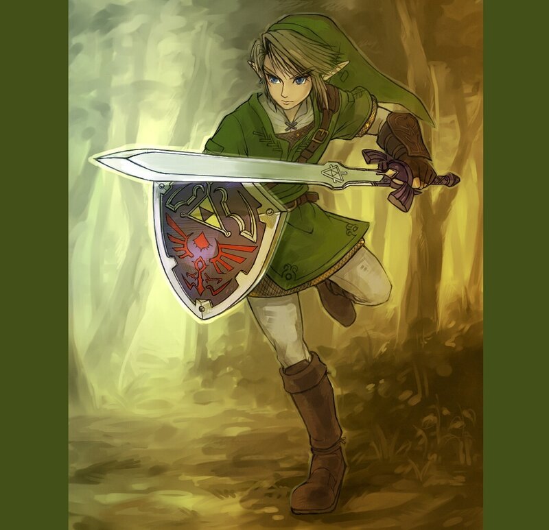 Elf-like Warrior with Sword — Green