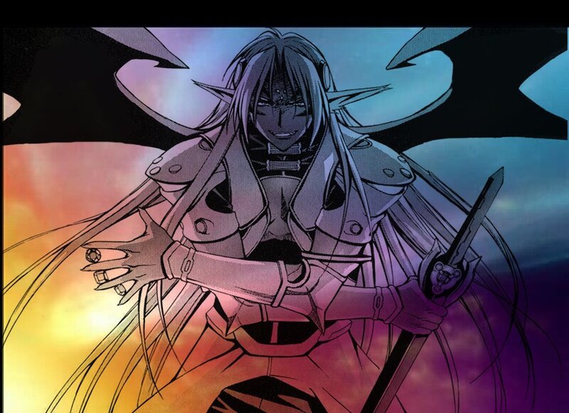 Elf-like Warrior with Sword — Purple, Dramatic, Sunset
