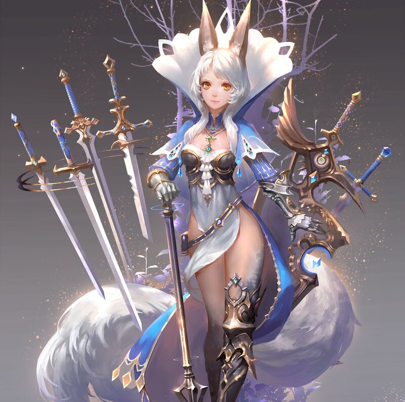 Elf-like Warrior Woman — White