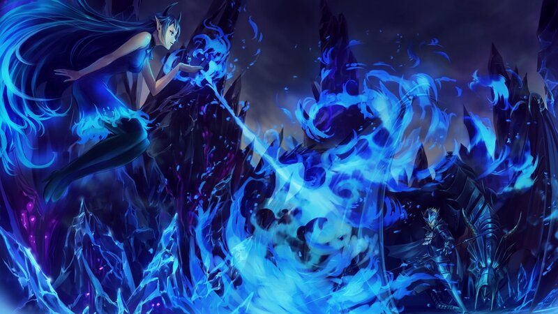 Elf-like Woman Casting Spell — Blue
