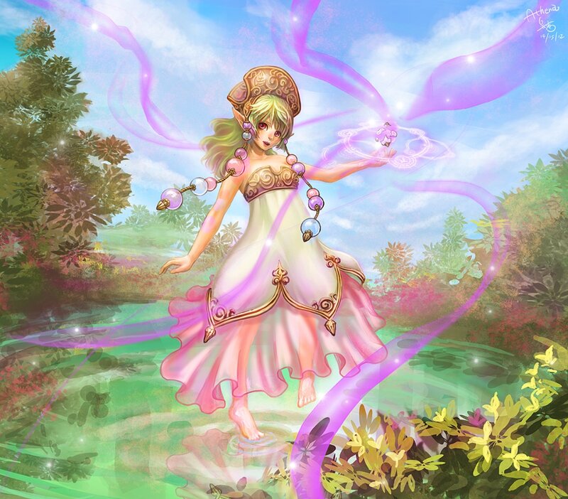 Elf-like Woman Casting Spell — Pink