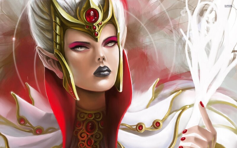 Elf-like Woman in Armor — Red