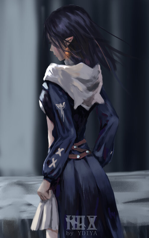 Elf-like Woman in Cloak