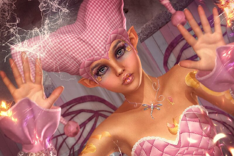 Elf-like Woman in Pink
