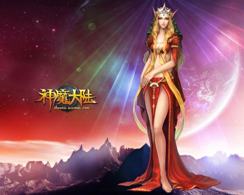 Elf-like Woman in Red Gown