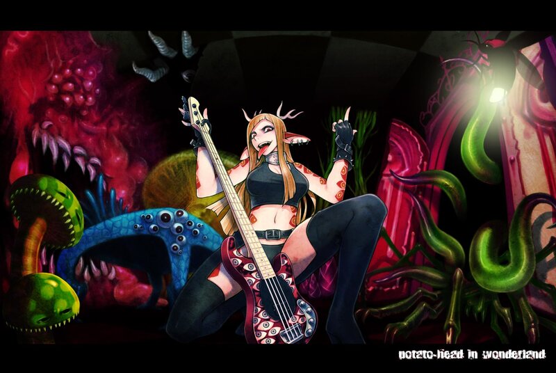 Elf-like Woman Playing Bass