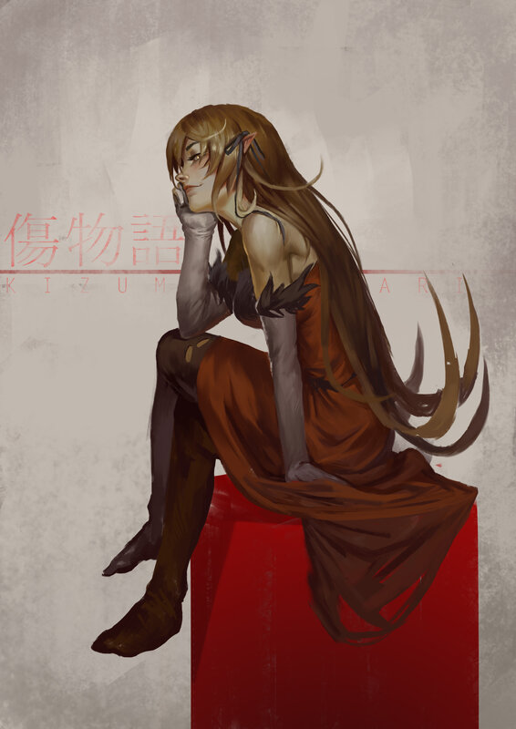 Elf-like Woman Sitting — Brown, Contemplative