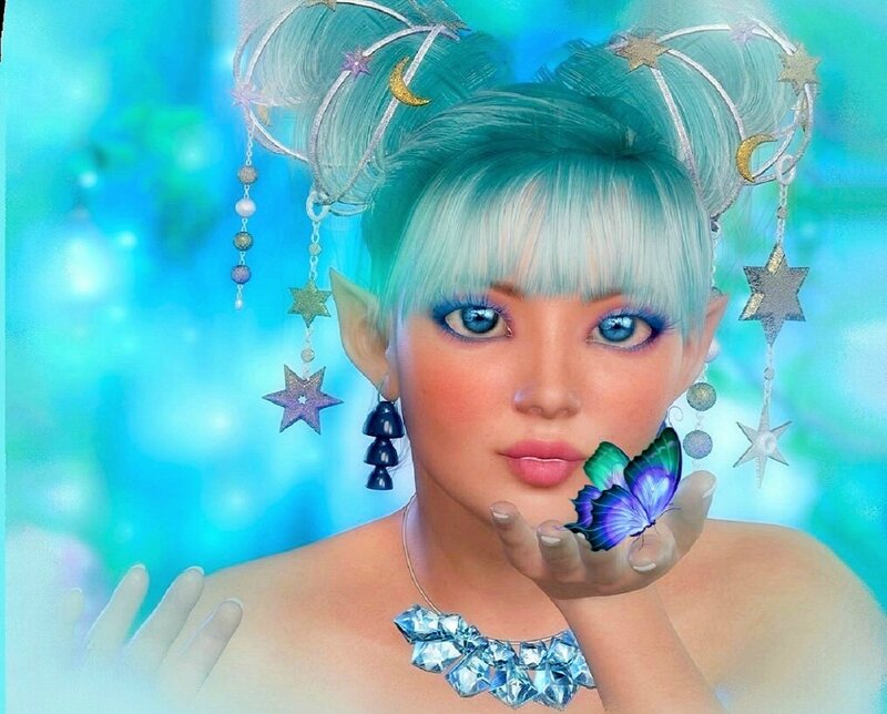 Elf-like Woman with Butterfly