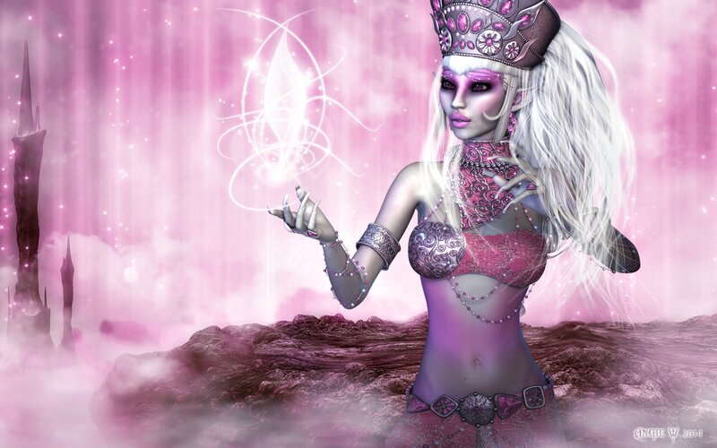 Elf-like Woman with Crown — Pink