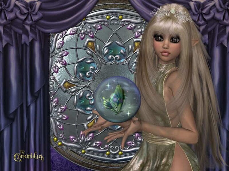 Elf-like Woman with Crystal Ball