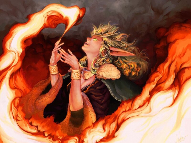Elf-like Woman with Fire