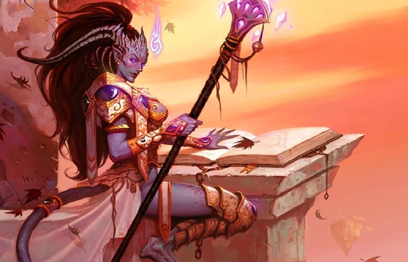 Elf-like Woman with Staff — Orange