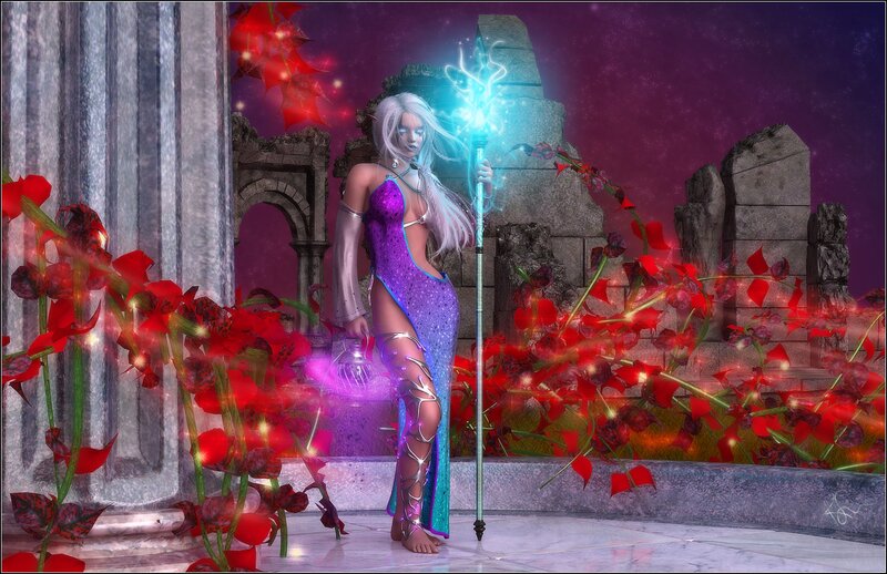 Elf-like Woman with Staff