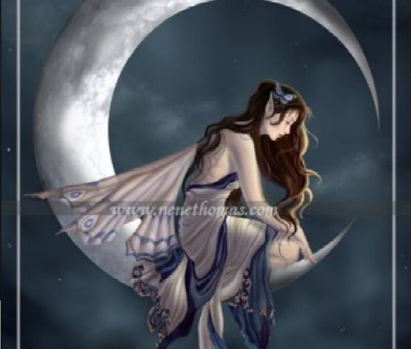 Elf-like Woman with Wings — Blue