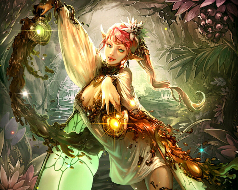 Elf-like Woman with Wings — Green, Magical
