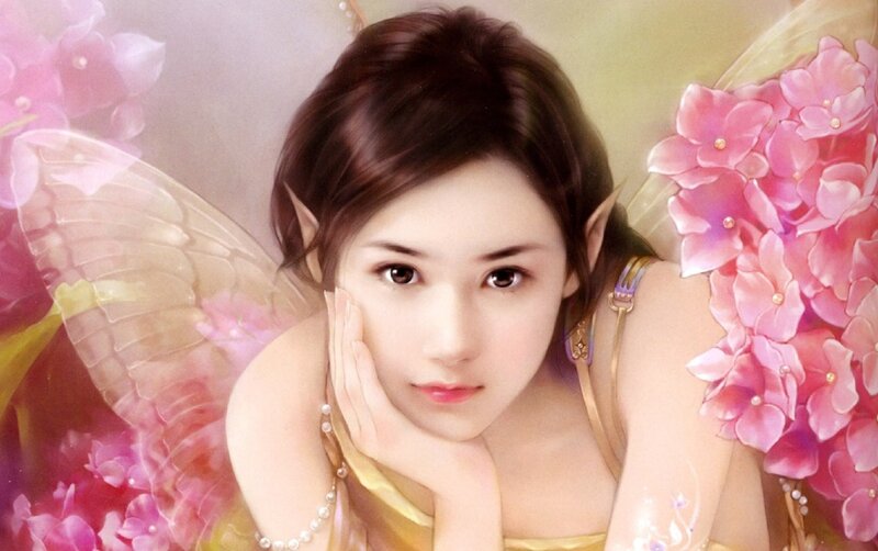 Elf-like Woman with Wings — Pink