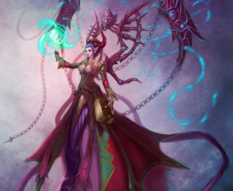 Elf-like Woman with Wings — Purple, Dramatic, Digital Art