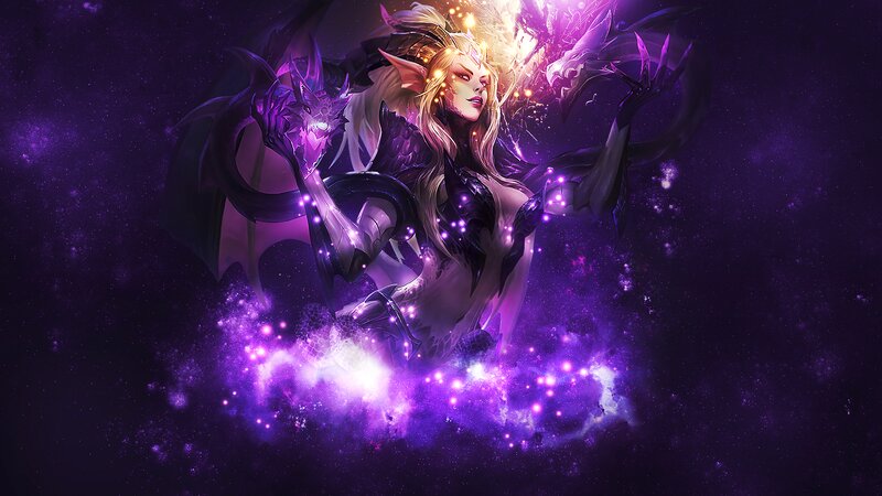 Elf-like Woman with Wings — Purple, Dramatic, Night, Digital Art, Magic
