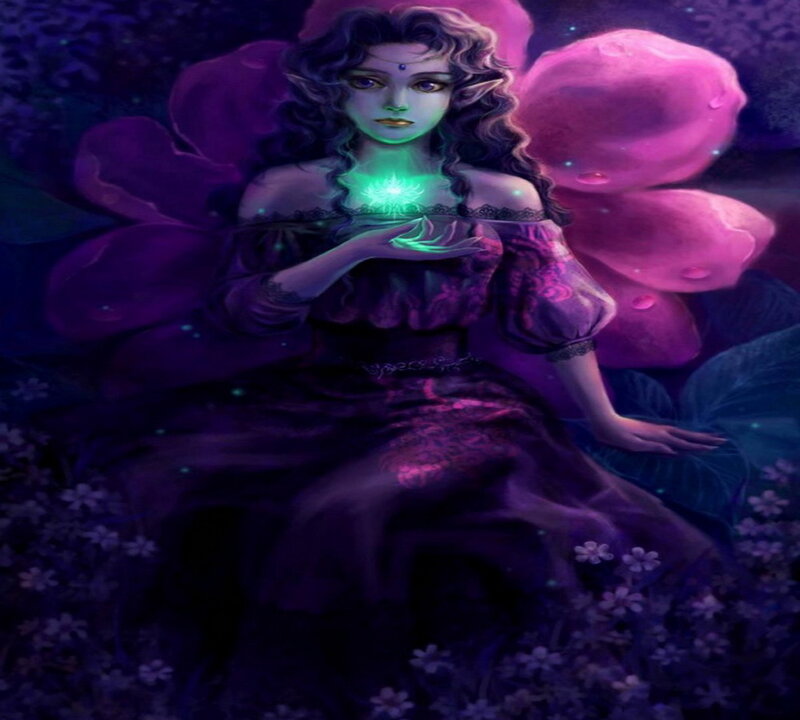 Elf-like Woman with Wings — Purple