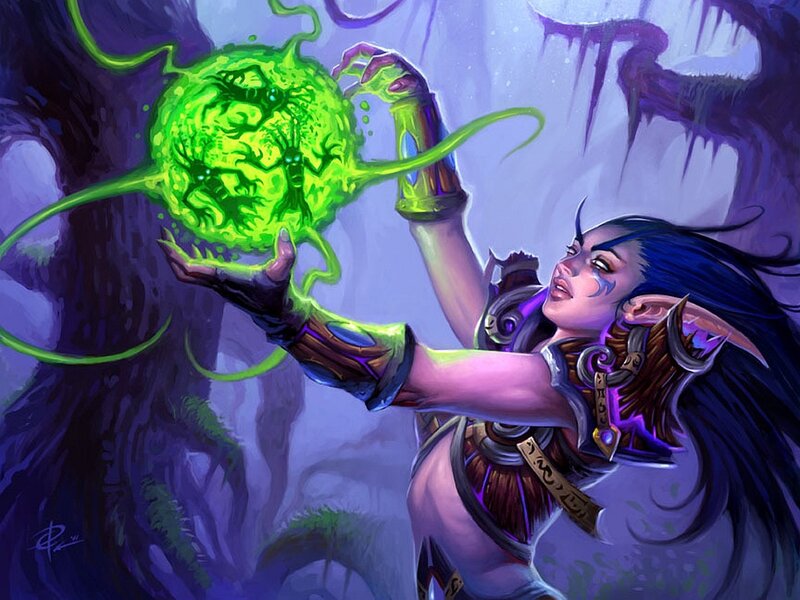 elf mage casting green spell