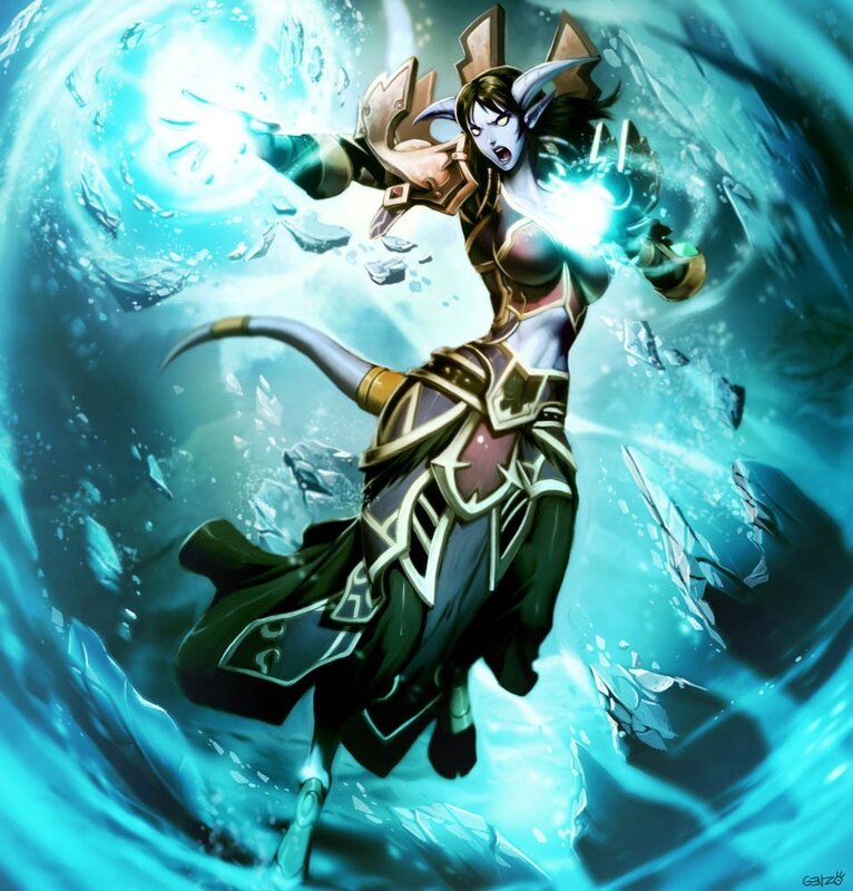 elf mage casting ice spell