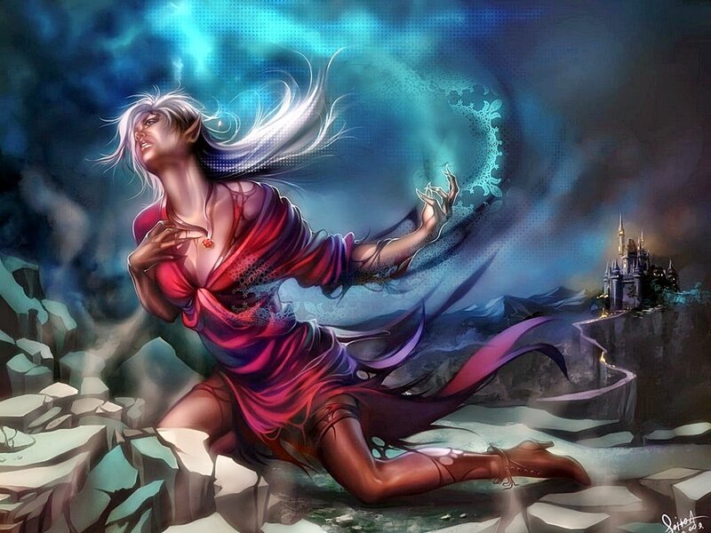 elf mage casting spell