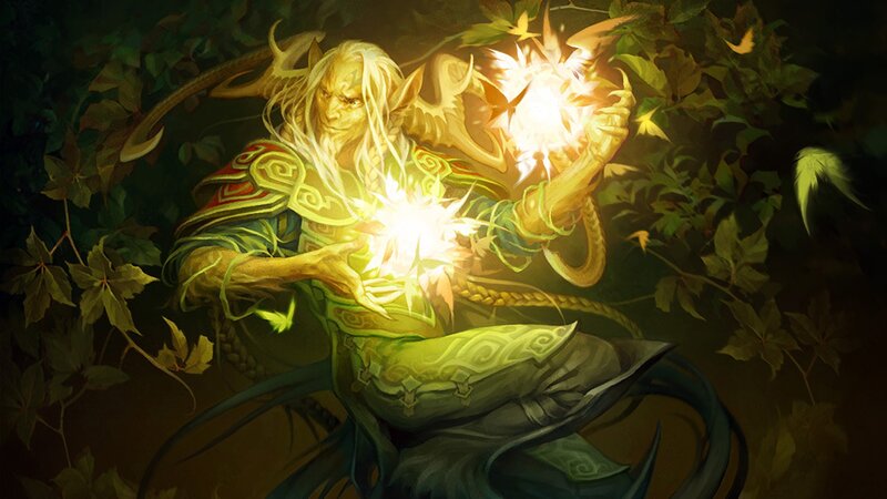 Elf Mage Casting Spell — Green, Dramatic, Night
