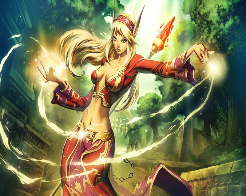 Elf Mage Casting Spell — Green
