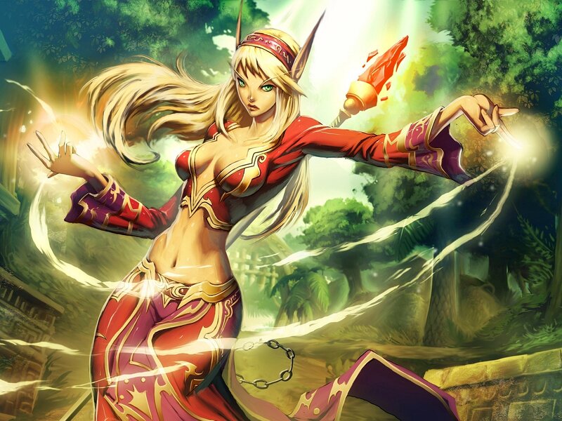 Elf Mage Casting Spell — Red