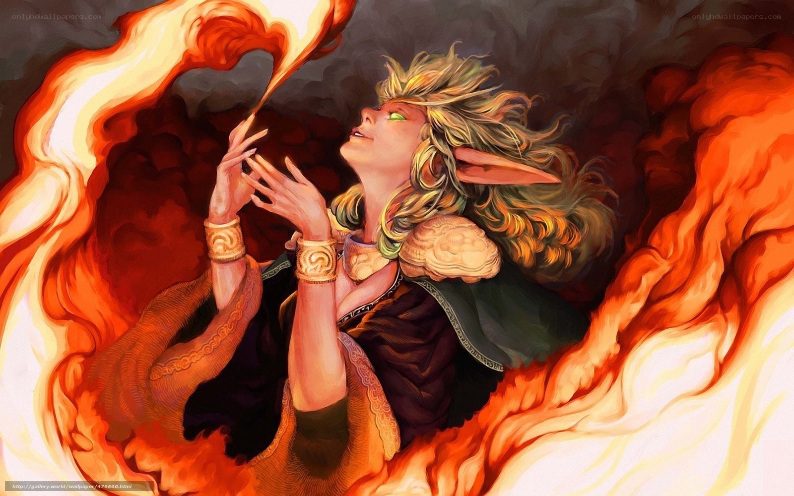 elf mage conjures fire