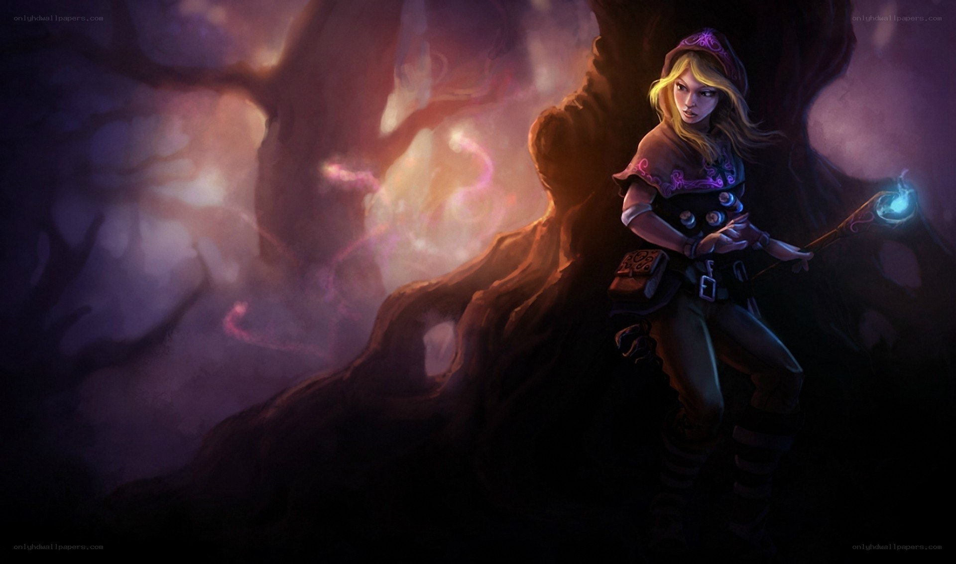 elf mage in a dark forest