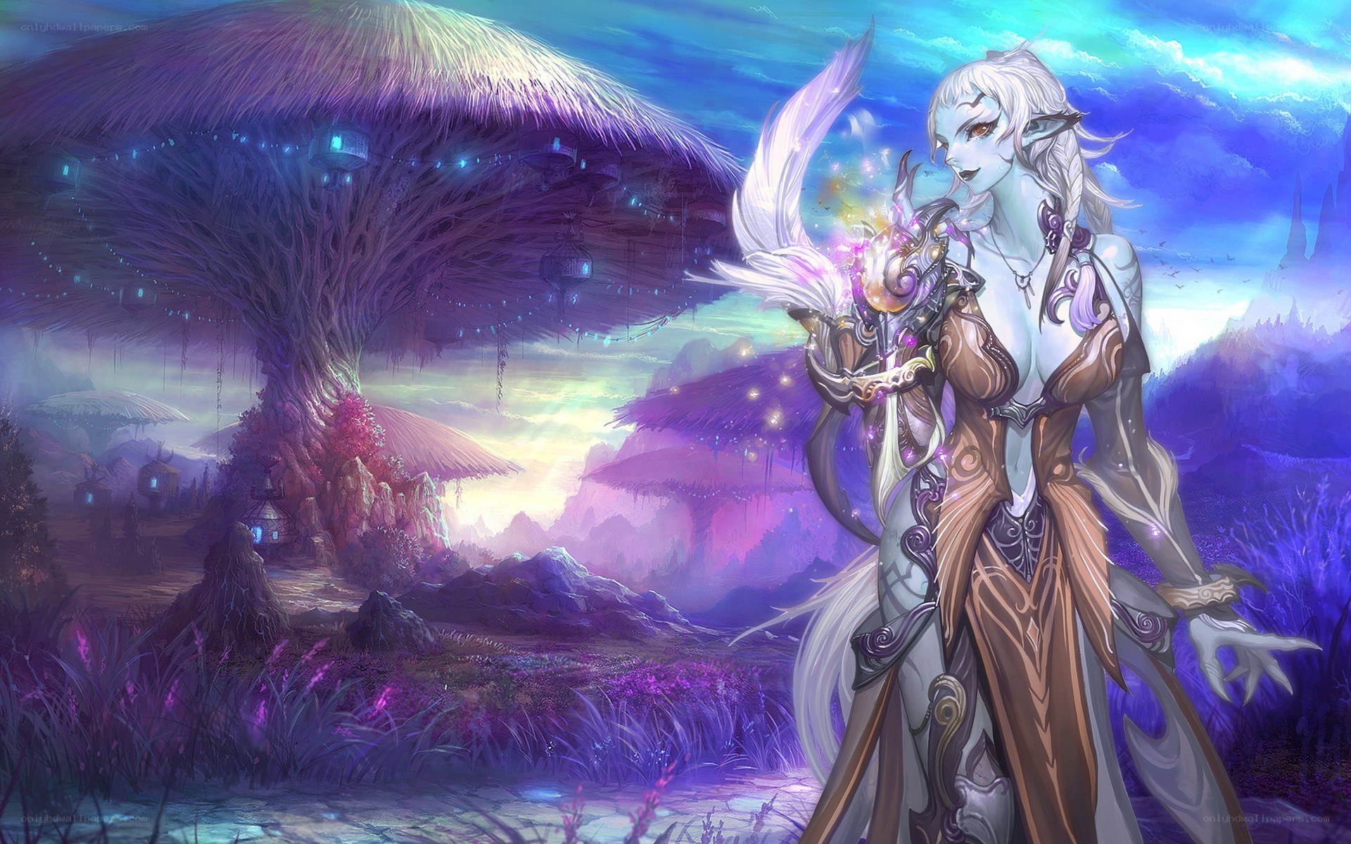 elf mage in a fantasy landscape