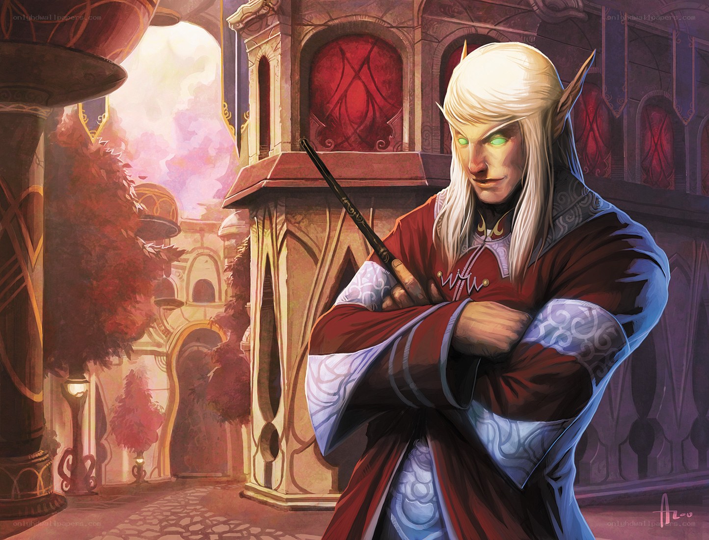 elf mage in a grand hall