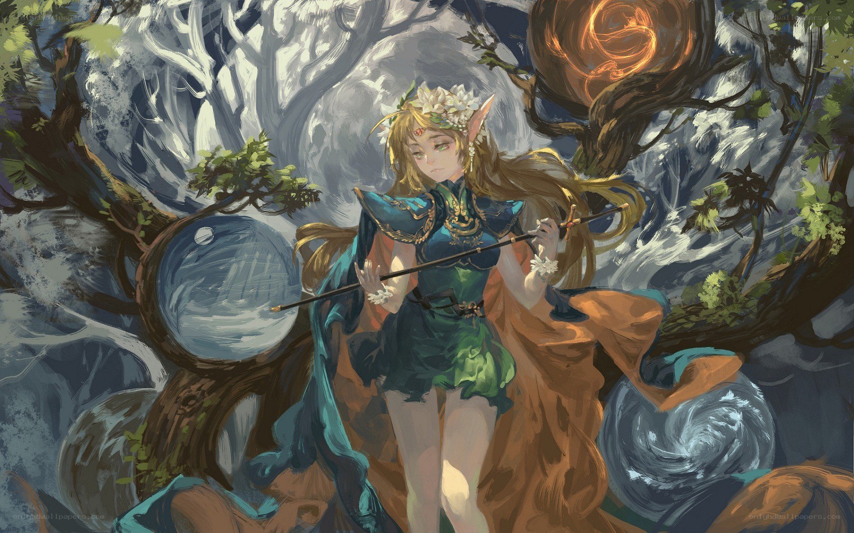 elf mage in a mystical forest