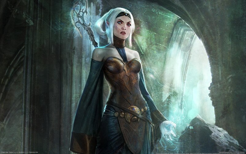 elf mage in ancient ruin