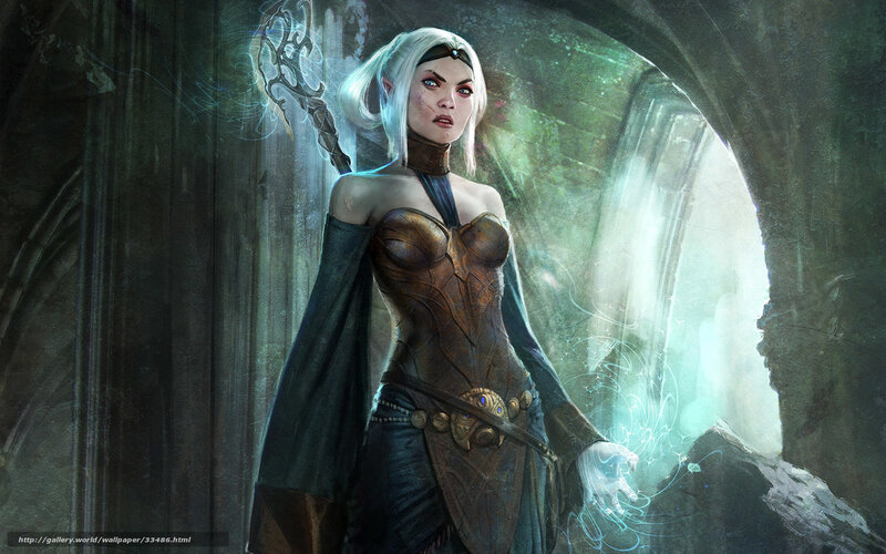 elf mage in ancient ruin