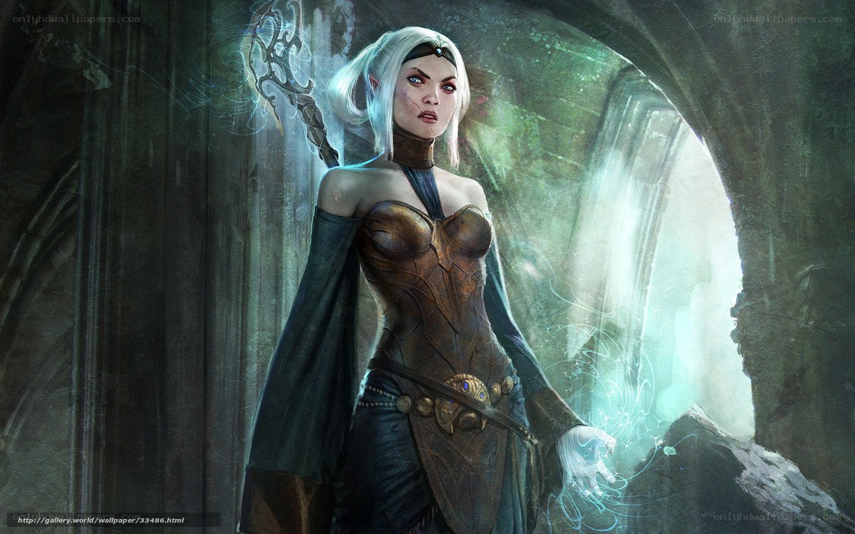 elf mage in ancient ruin