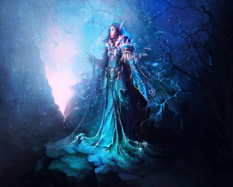 Elf Mage in Dark Forest — Blue