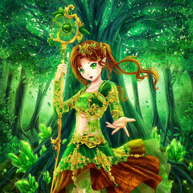 Elf Mage in Forest — Green, Magical